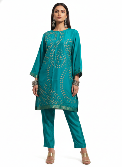 Semi Stitched silk cutwork applique Short Tunic