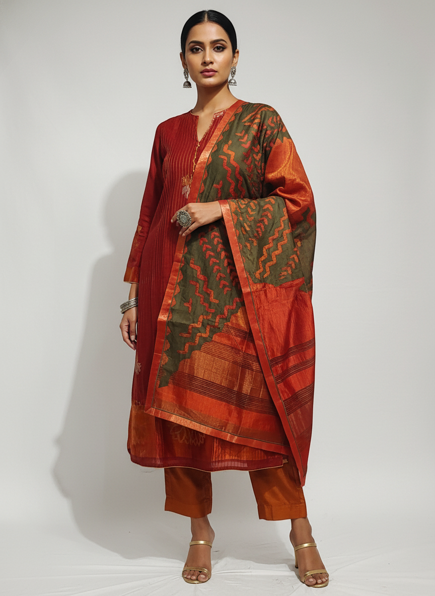 Semi Stitched Formal Chanderi Suitset