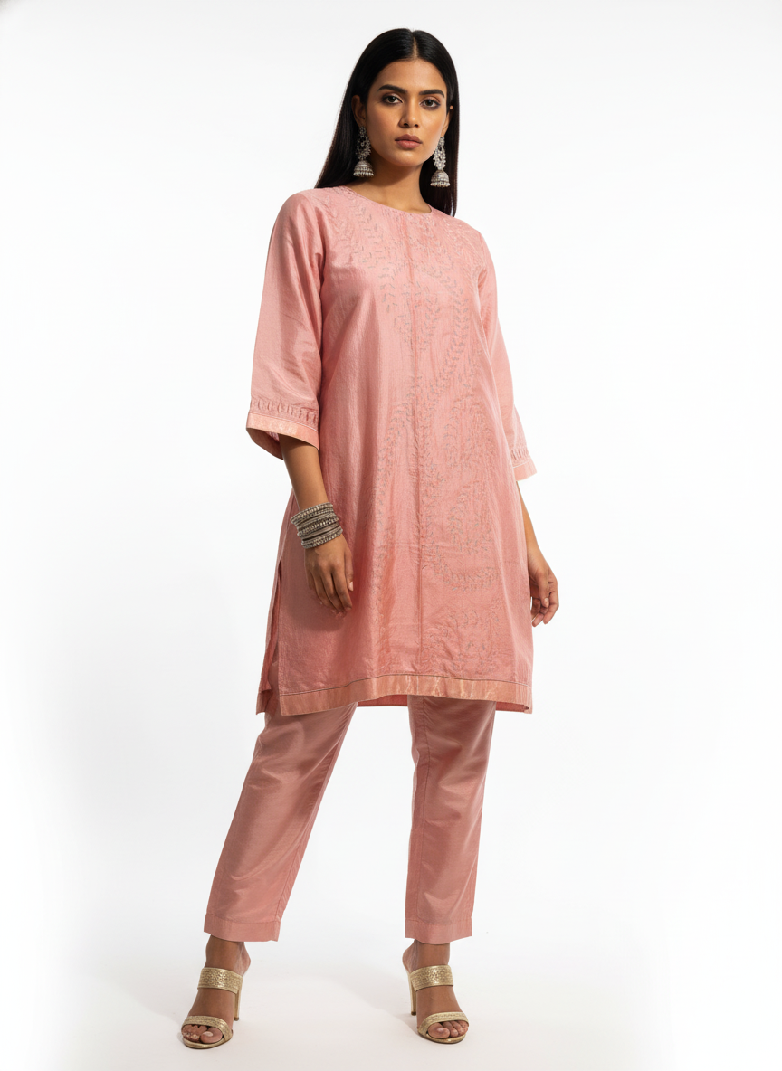 Semi Stitched silk cutwork applique Short Tunic
