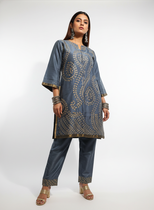 Semi Stitched silk cutwork applique Short Tunic