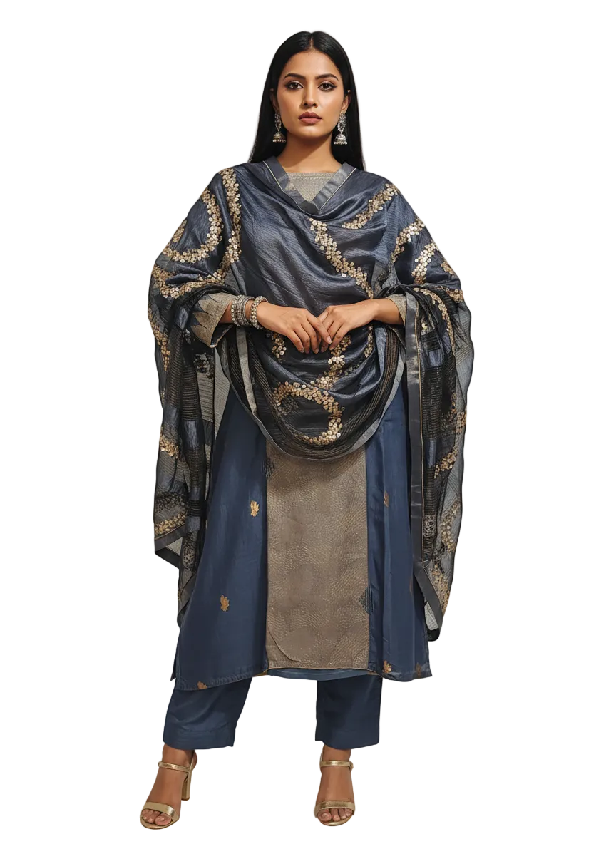 Semi Stitched Formal chanderi Suitset