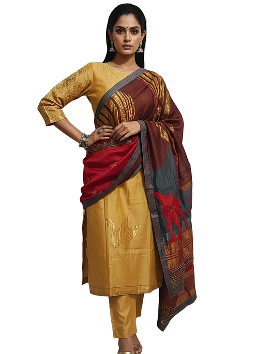 Semi Stitched Formal Chanderi Suitset