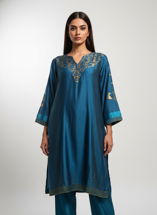 Semi Stitched Formal chanderi Kurta