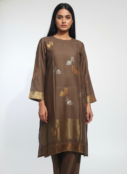Semi Stitched Formal chanderi Kurta