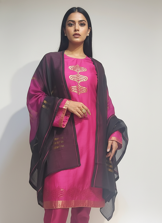 Semi Stitched Formal Chanderi Suitset