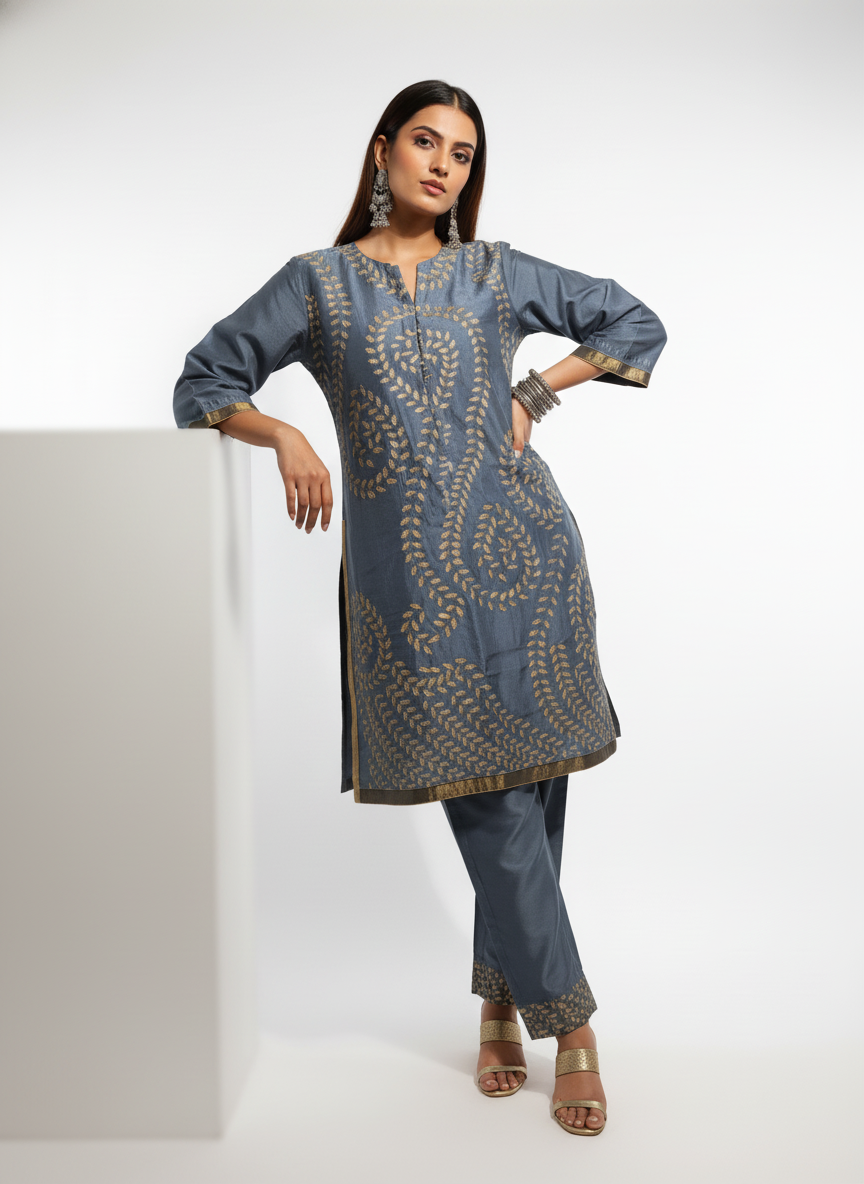 Semi Stitched silk cutwork applique Short Tunic