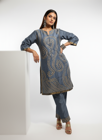 Semi Stitched silk cutwork applique Short Tunic