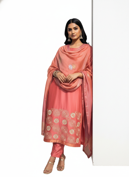 Semi Stitched Formal Chanderi Suitset