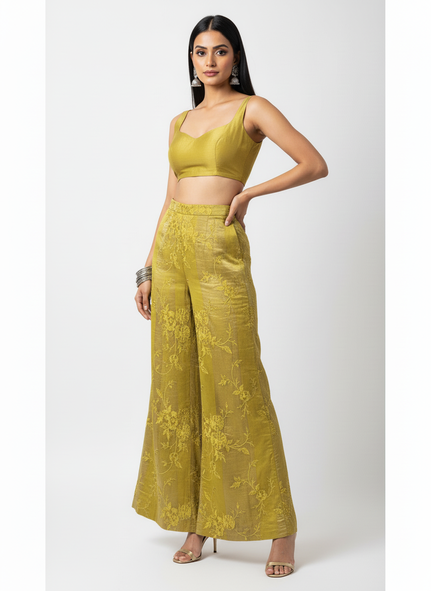 Formal chanderi Embroidered Palazzo pant