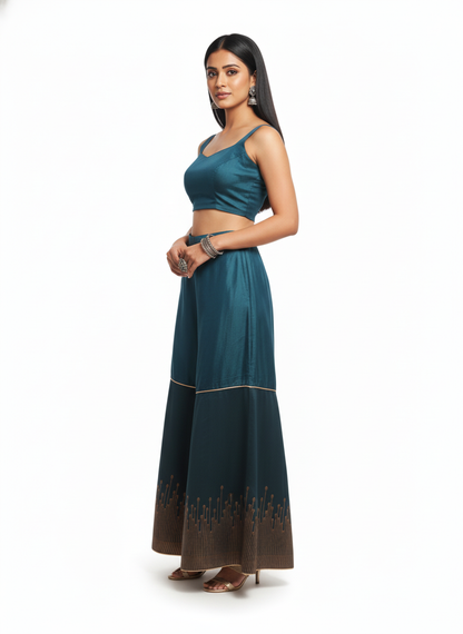 Formal chanderi Embroidered Palazzo pant