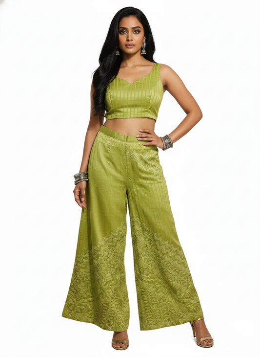 Formal chanderi Embroidered Palazzo pant