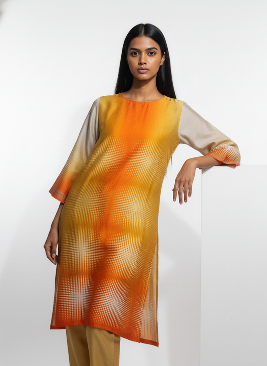 Semi Stitched Chanderi Kurta