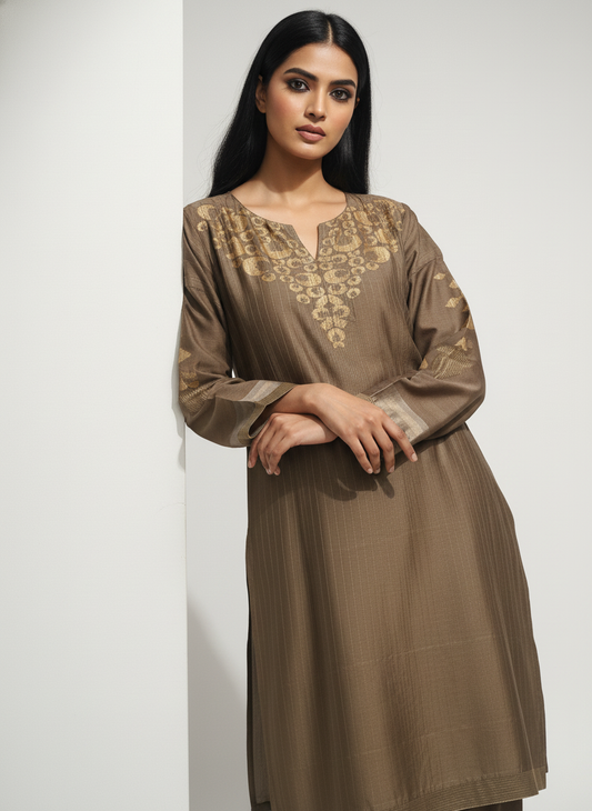 Semi Stitched Formal chanderi Kurta