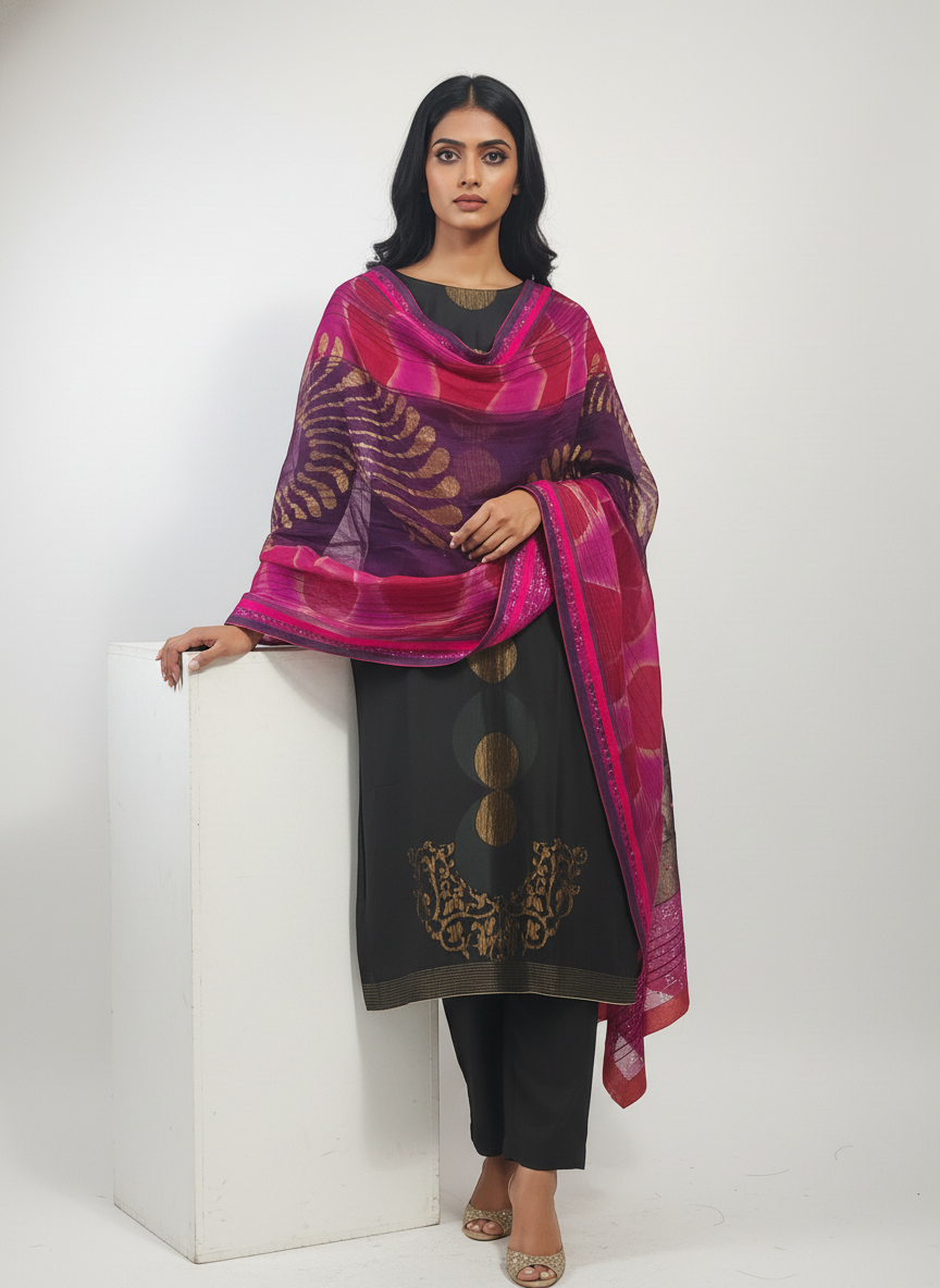 Semi Stitched Formal Chanderi Suitset