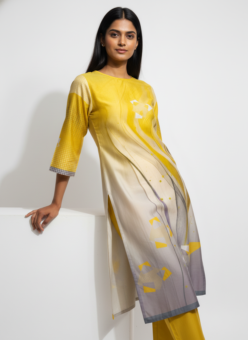 Semi Stitched Chanderi Kurta