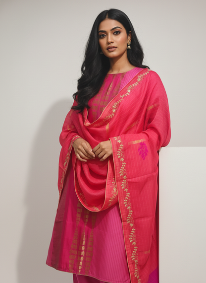 Semi Stitched Formal Chanderi Suitset