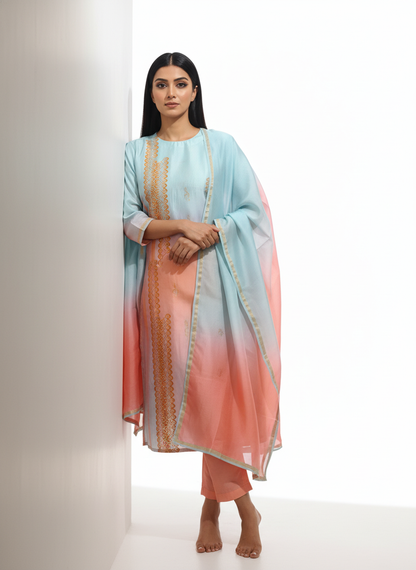 Semi Stitched Chanderi Casual Suitset
