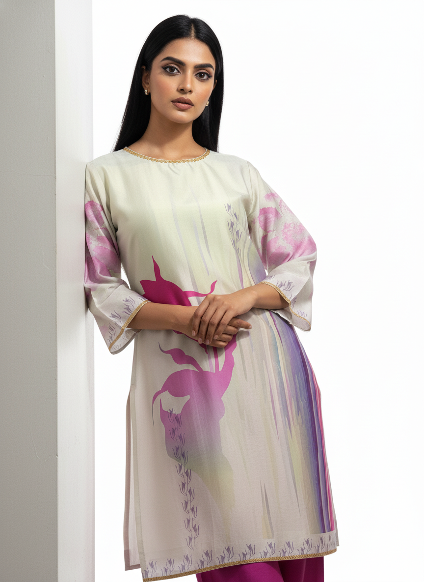 Semi Stitched Chanderi Kurta