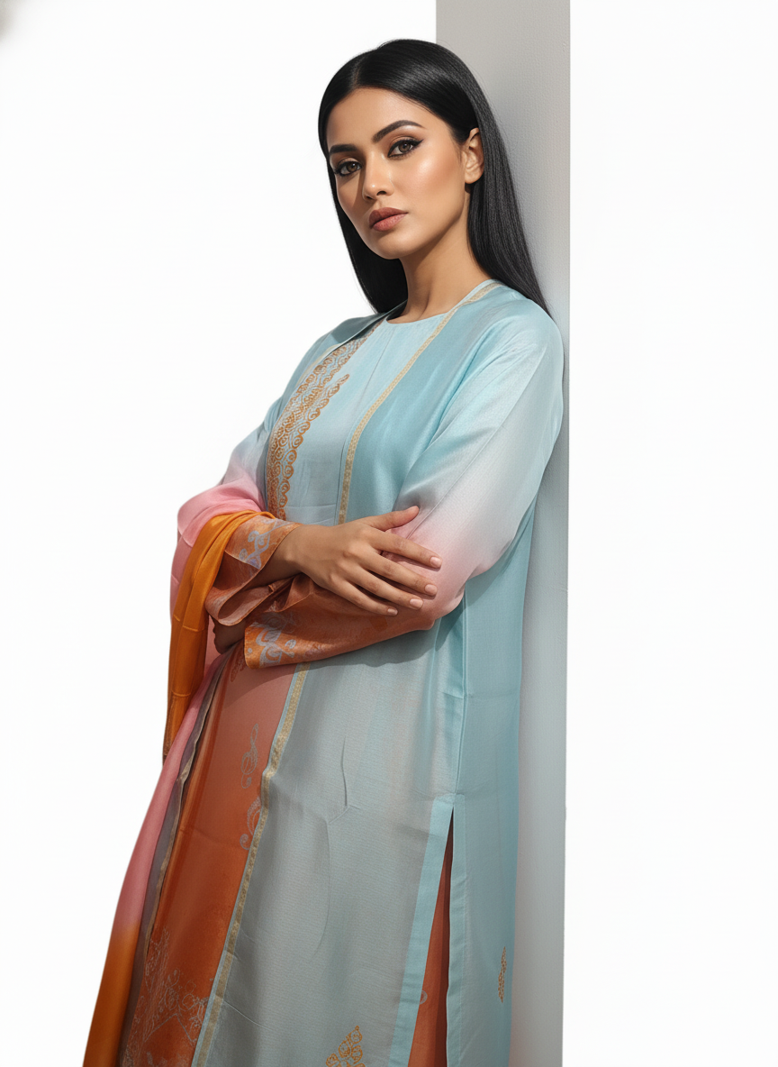 Semi Stitched Chanderi Casual Suitset