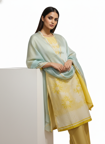 Semi Stitched Chanderi Casual Suitset
