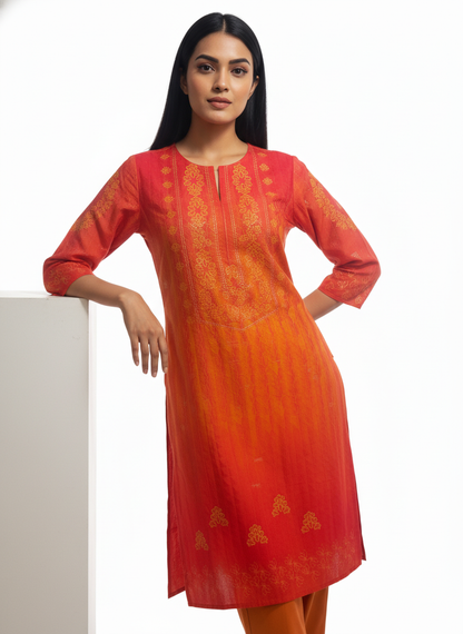 Semi Stitched Chanderi Kurta