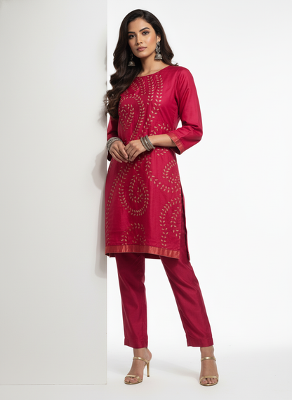 Semi Stitched silk cutwork applique Short Tunic