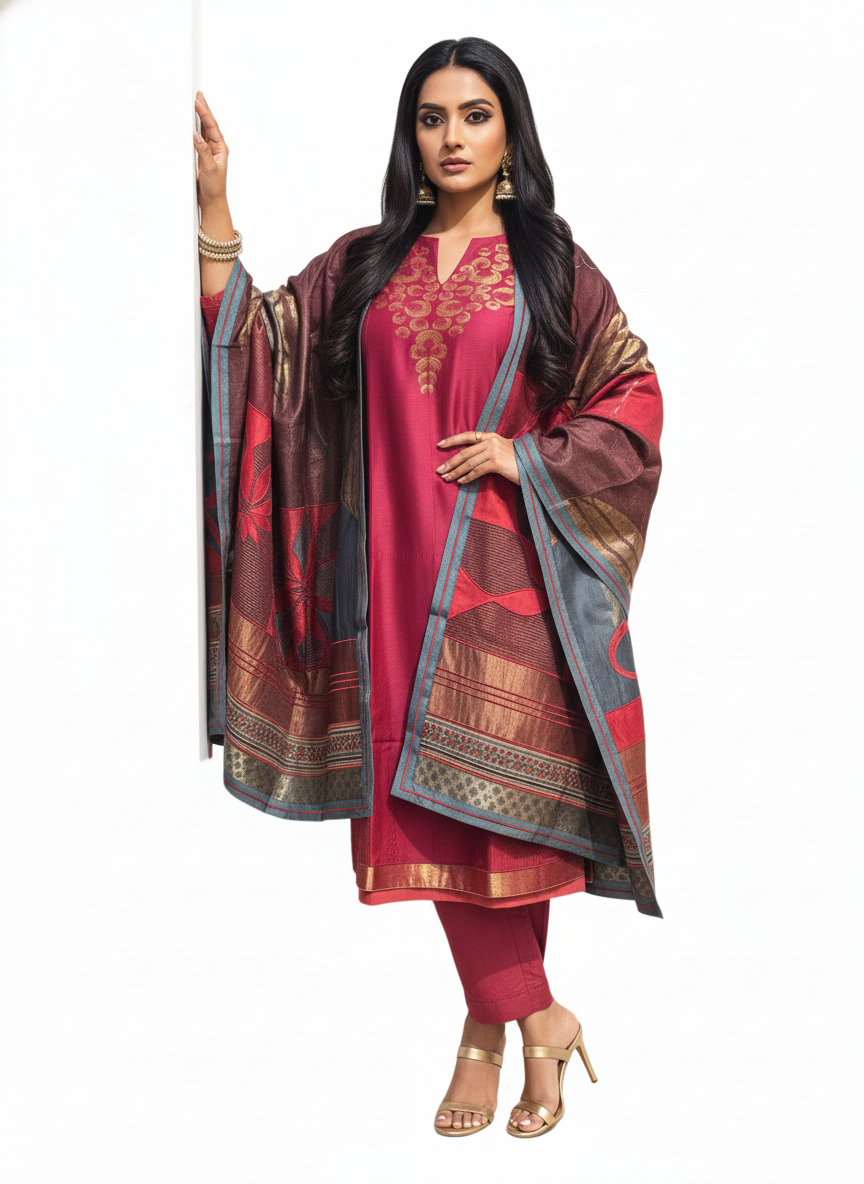 Semi Stitched Formal Chanderi Suitset