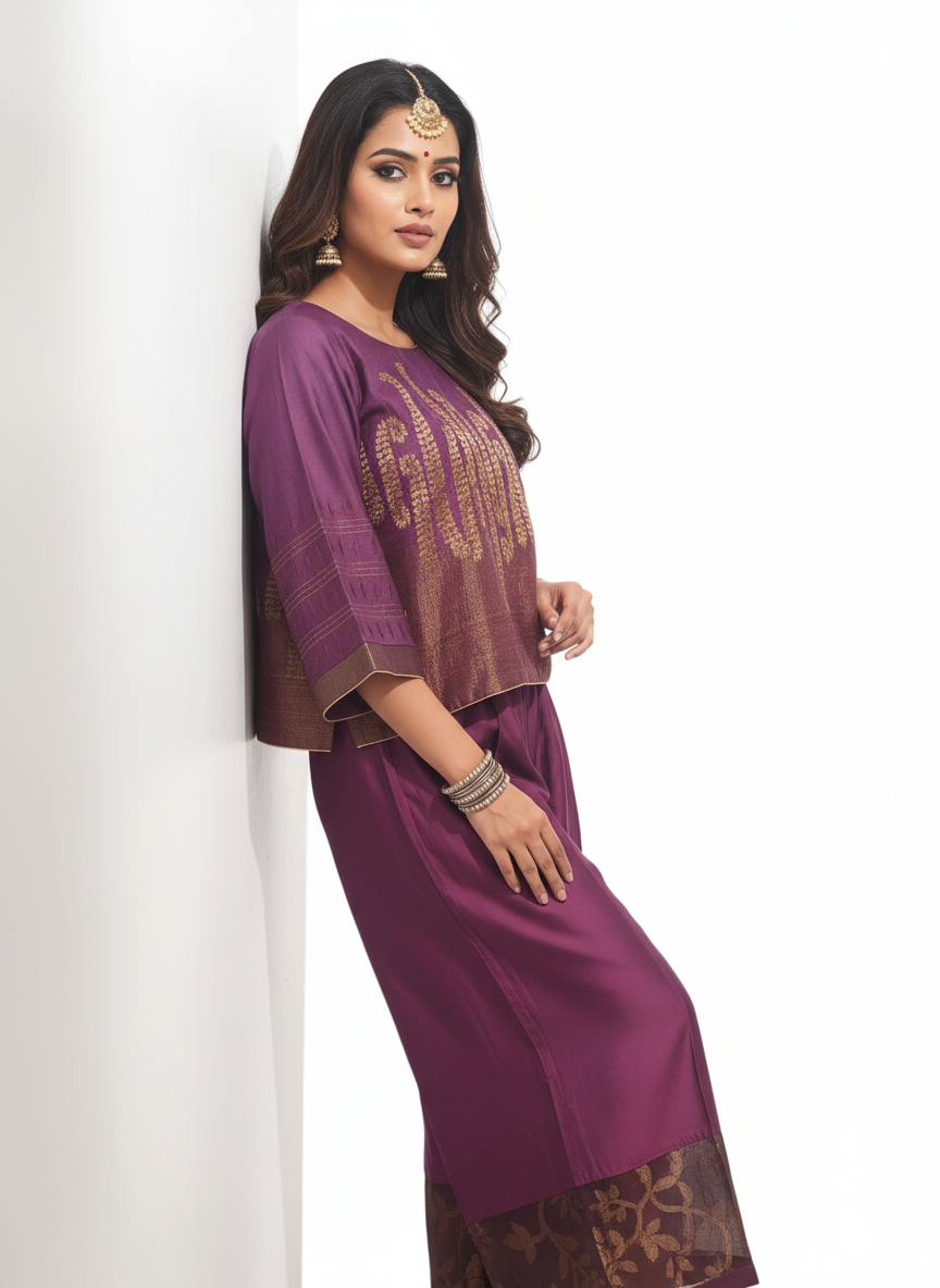 Indowestern chanderi formal coordset