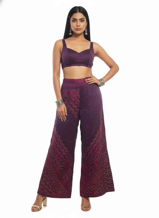 Formal chanderi Embroidered Palazzo pant