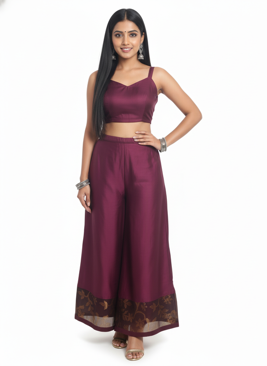 Formal chanderi Embroidered Palazzo pant