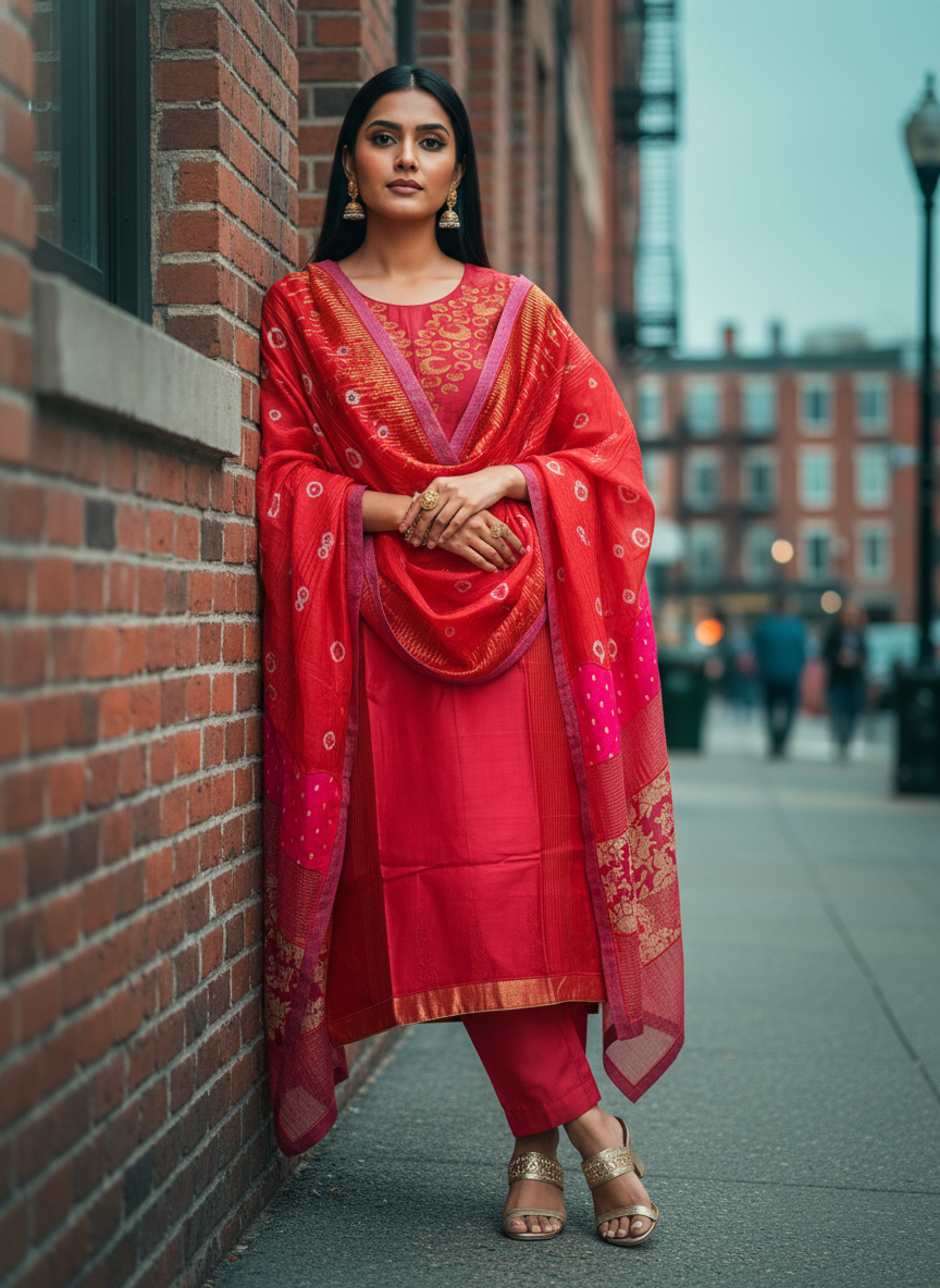 Semi Stitched Formal Chanderi Suitset