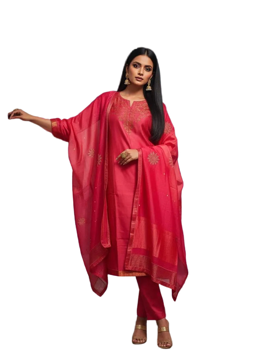 Semi Stitched Formal Chanderi Suitset