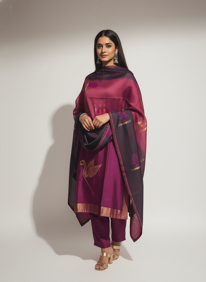 Semi Stitched Formal Chanderi Suitset