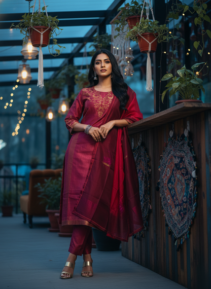 Semi Stitched Formal Chanderi Suitset