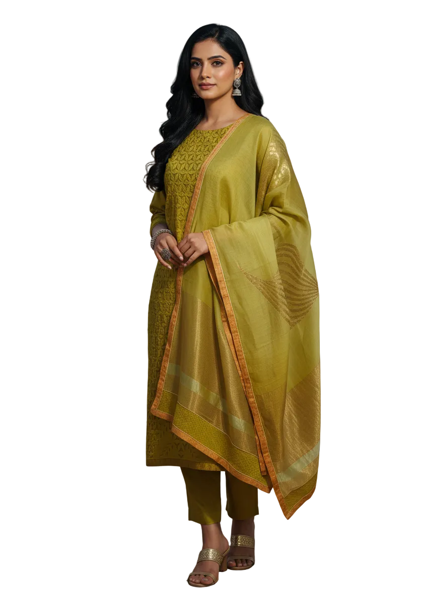 Semi Stitched Formal Chanderi Suitset