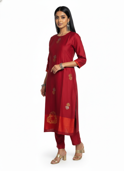 Semi Stitched Formal chanderi Kurta