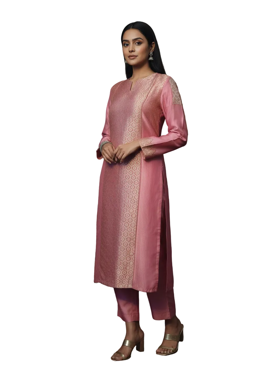 Semi Stitched Formal chanderi Kurta