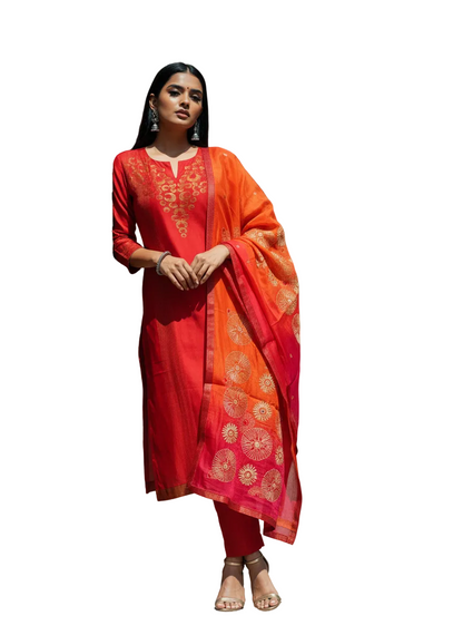 Semi Stitched Formal chanderi Suitset