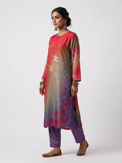 Semi Stitched Chanderi Kurta