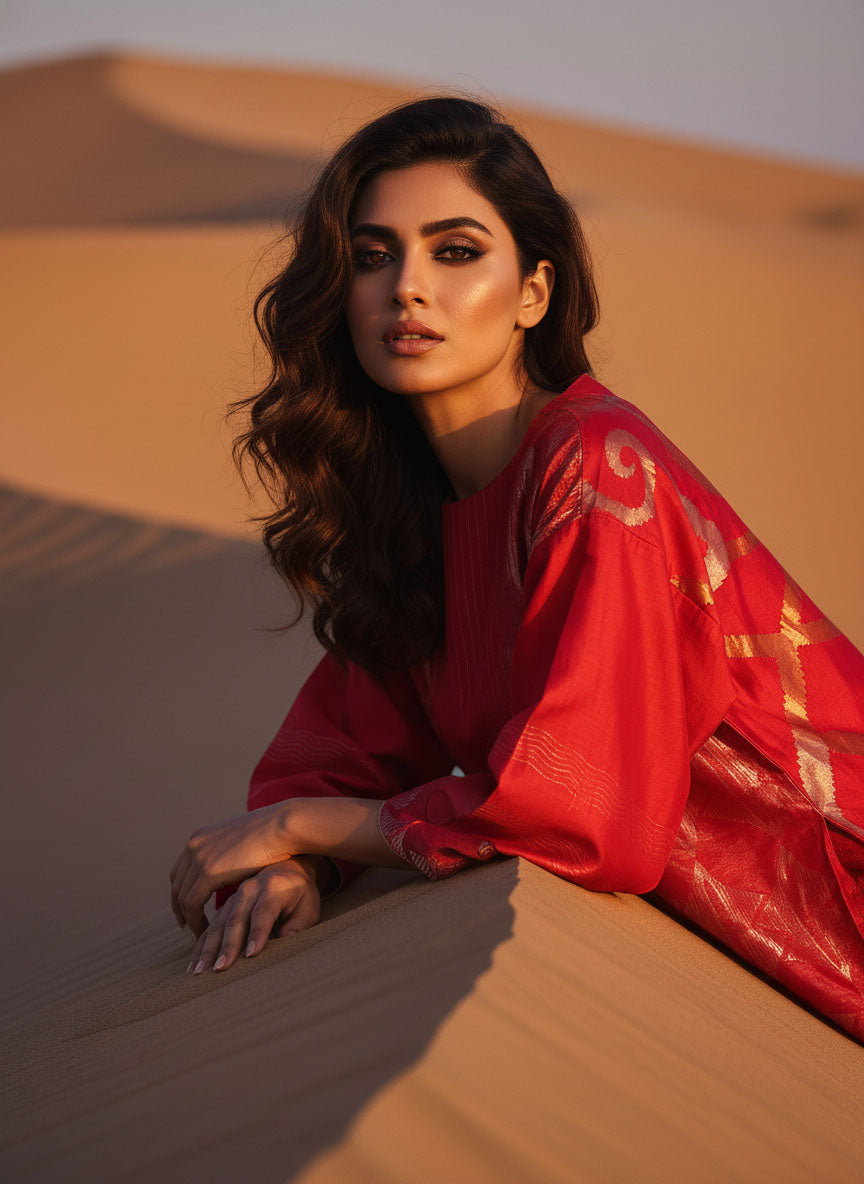 Semi Stitched Chanderi coordset dress