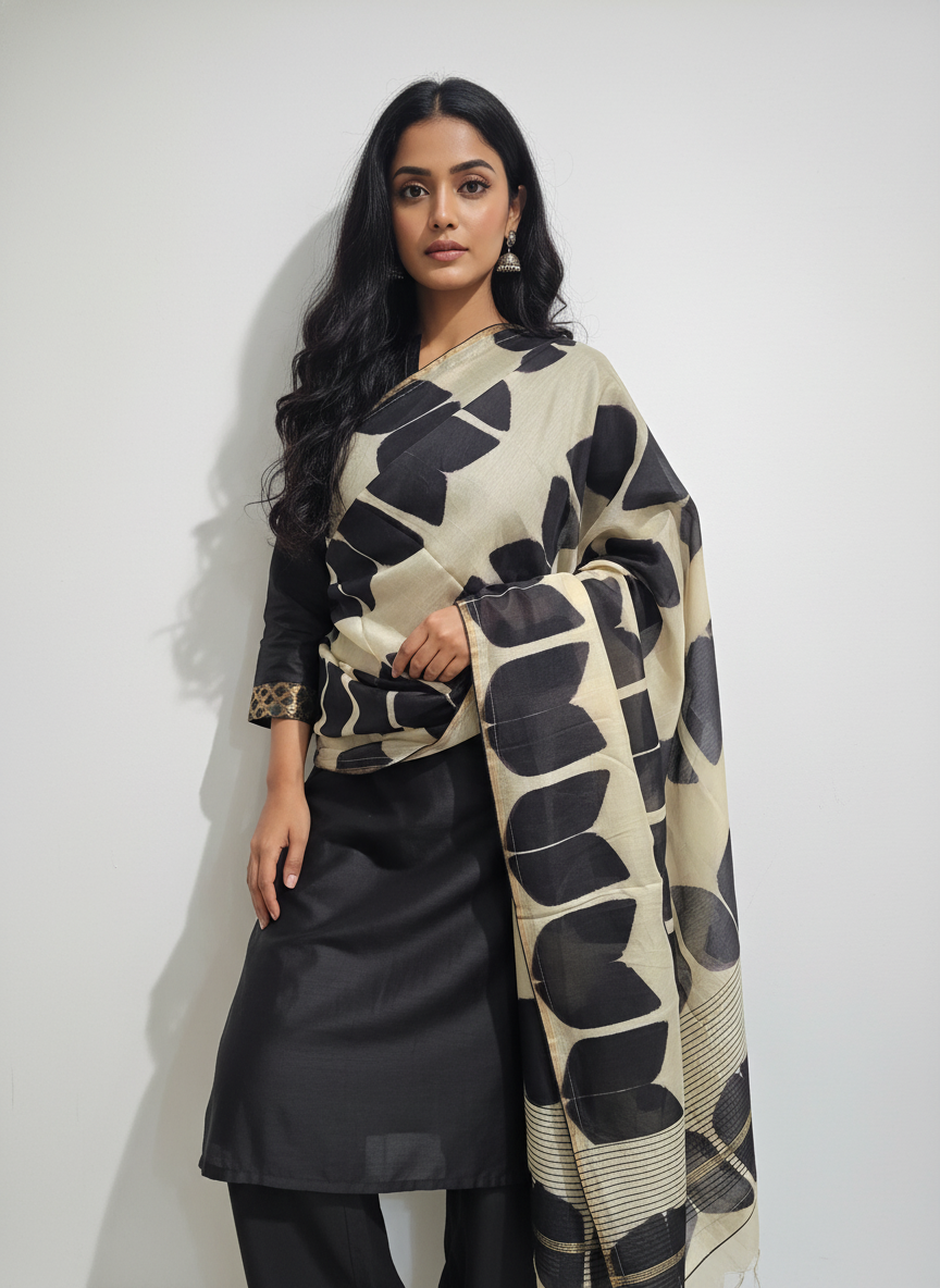 Shibori chanderi Dupatta