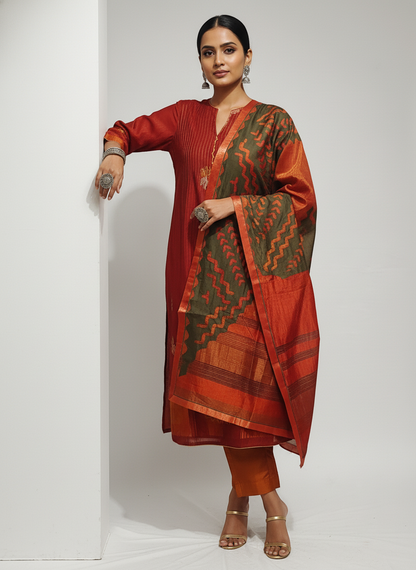 Semi Stitched Formal Chanderi Suitset