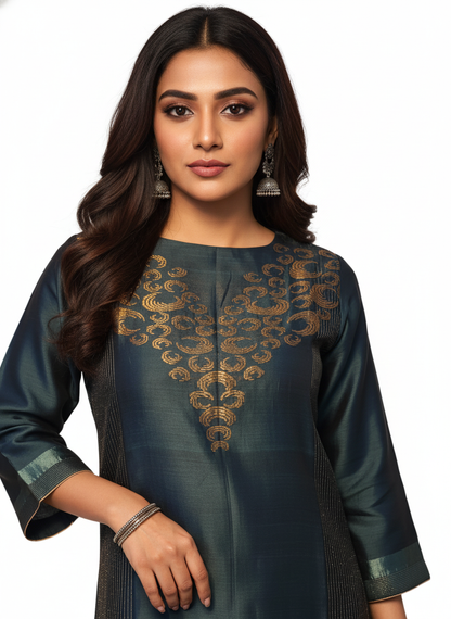 Semi Stitched Formal chanderi Kurta