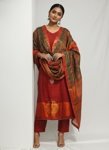 Semi Stitched Formal Chanderi Suitset