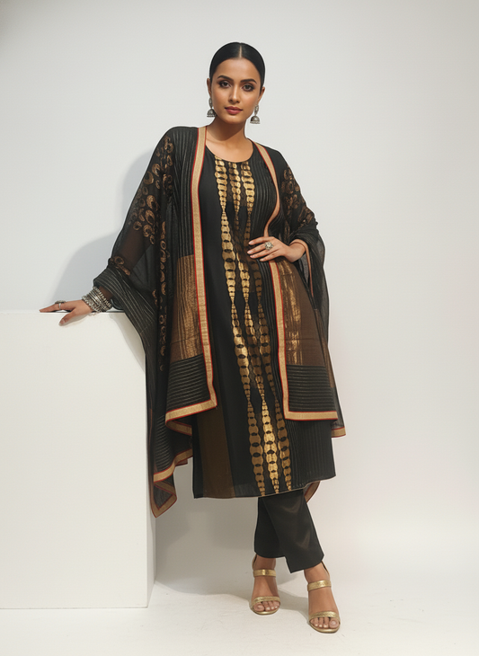 Semi Stitched Formal Chanderi Suitset