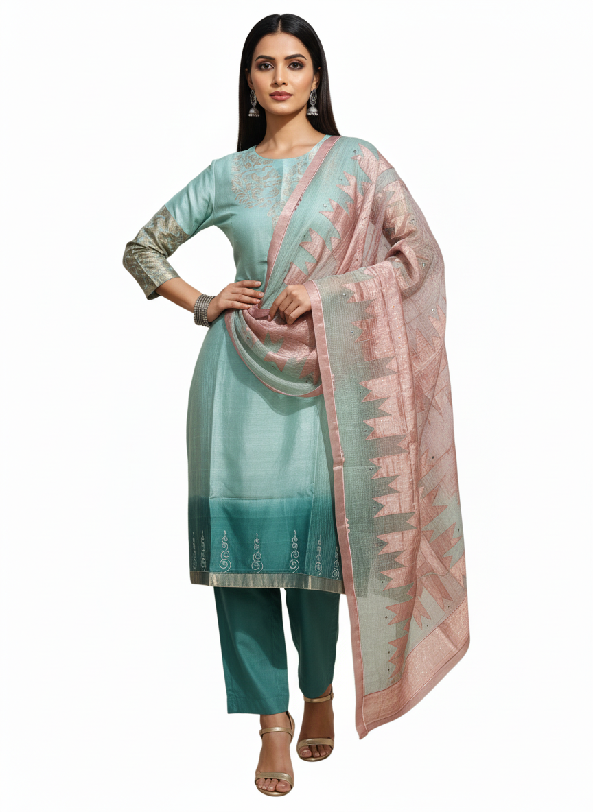 Semi Stitched Formal Chanderi Suitset