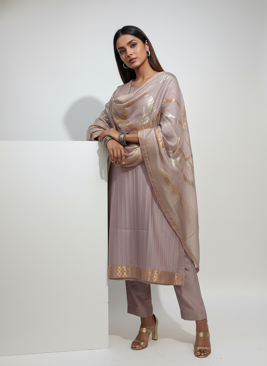 Semi Stitched Formal Chanderi Suitset