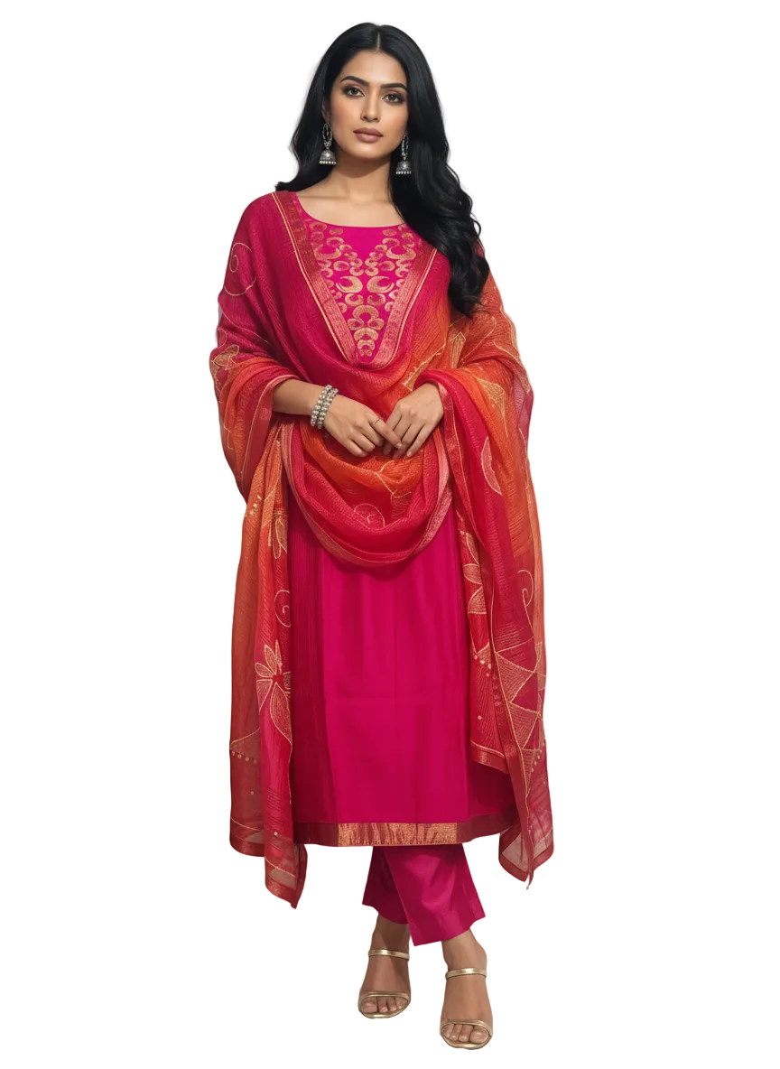 Semi Stitched Formal Chanderi Suitset