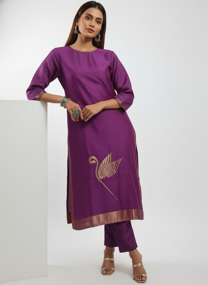Semi Stitched Formal chanderi Kurta