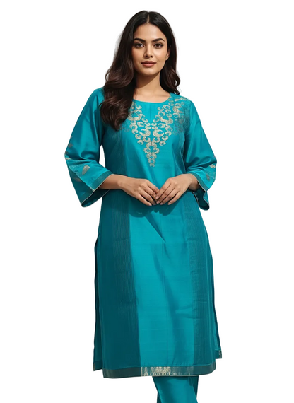 Semi Stitched Formal chanderi Kurta